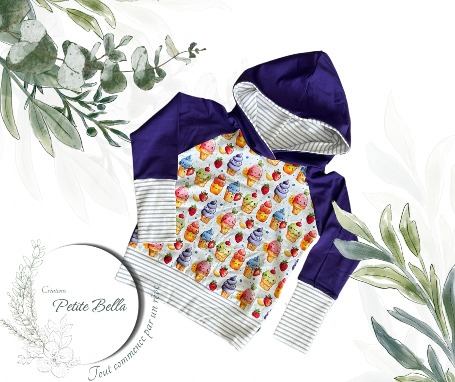 Hoodie dessert mauve 12-36 mois
