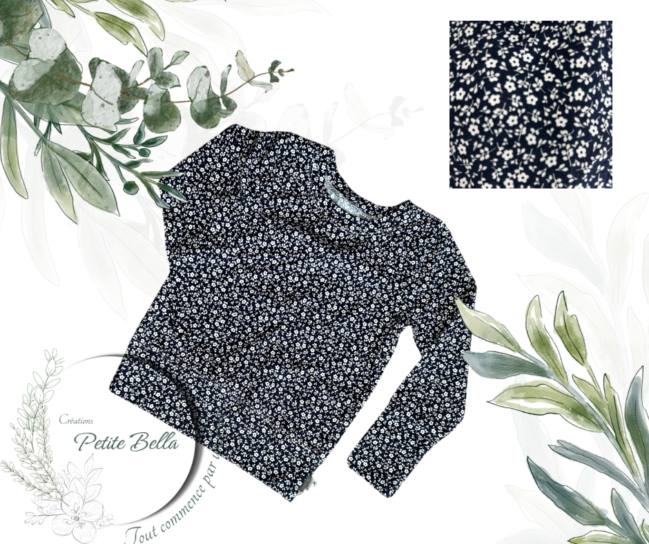 Chandail basique fleurs marine
