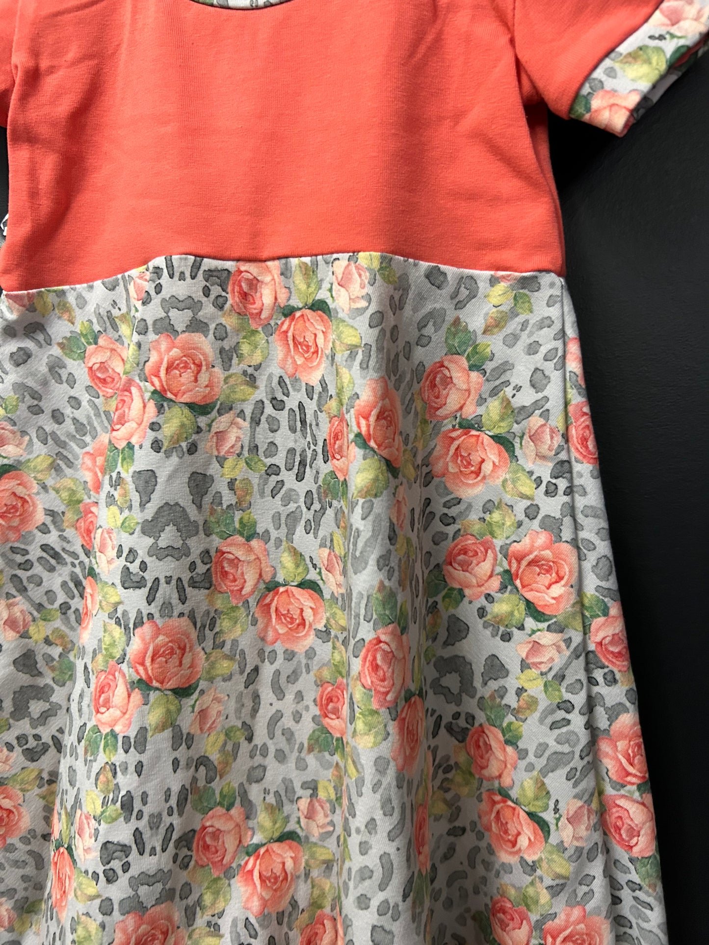 Robe 12-36 mois corail/fleurs