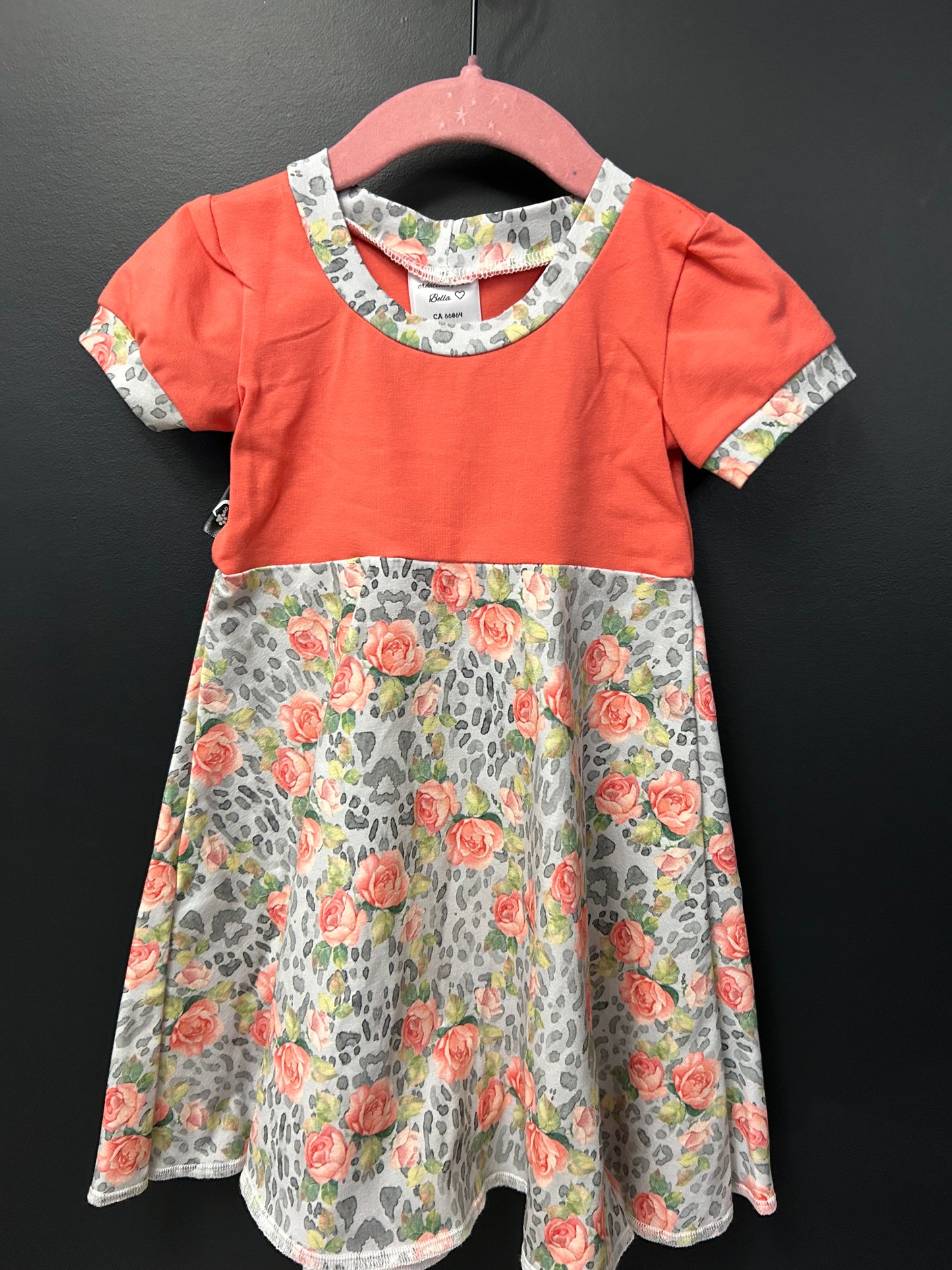 Robe 12-36 mois corail/fleurs
