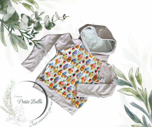 Hoodie cupcake 3-6 ans