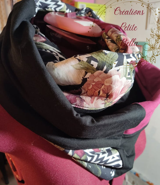 foulard infini framboise et pivoine
